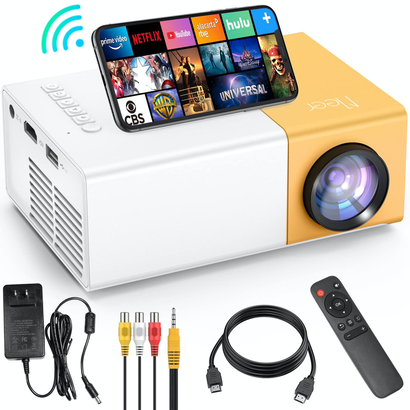 Meer 5G WiFi Mini Projector,Portable Movie Projector,Neat Projector,Proyector Compatible with iphone,Android,Windows,Firestick,P